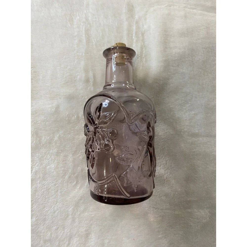 vintage 1980s Libbey of Canada embossed fruit glass decanter Purple Victorian 3D